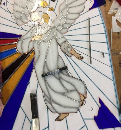 Na de engel maakte we de licht stralen perfect op maat.